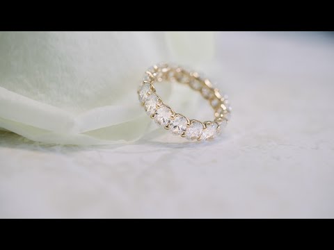 4 ct Oval Cut Lab Diamond Eternity Band in 18k Yellow Gold | Ada Diamonds
