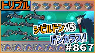 対決！シビルドン6匹VSドンカラス6匹！！タイプ有利はシビルドン！どうなる！？【トリプルバトル　#867】