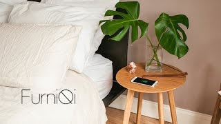 FurniQi Bamboo Wireless Charging Side Table