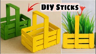 Make a Cute Basket from Popsicle Sticks! 😍 | DIY Craft & Home Decor"