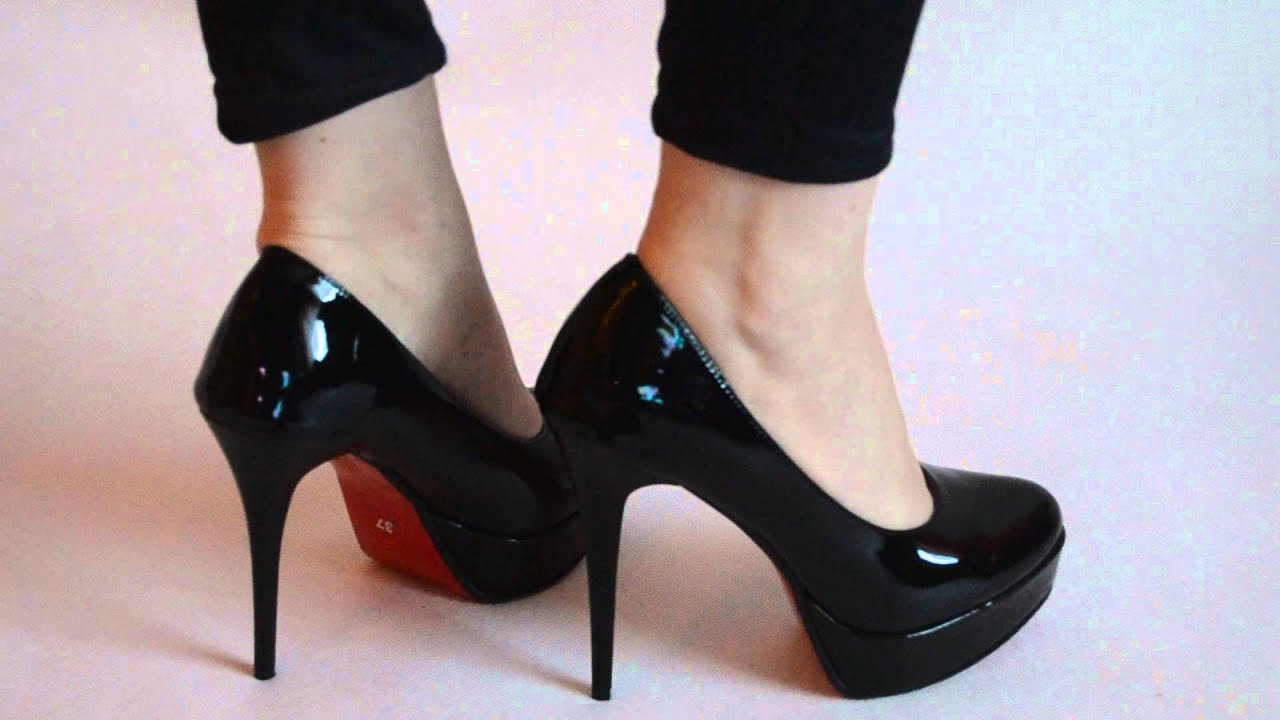 Czółenka Na Wysokiej Platformie 3cm Szpilka Czarne