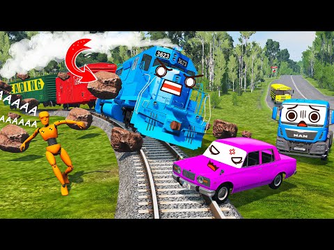 Trains vs Rails and Cars BeamNG Drive Challenge Ends in Total Destruction 2025