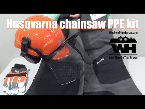 Husqvarna 590091101 Classic Personal Protective Power Kit with Chainsaw Chaps, Forest Helmet and Safety Gloves, Chainsaw Safety Equipment video review thumbnail