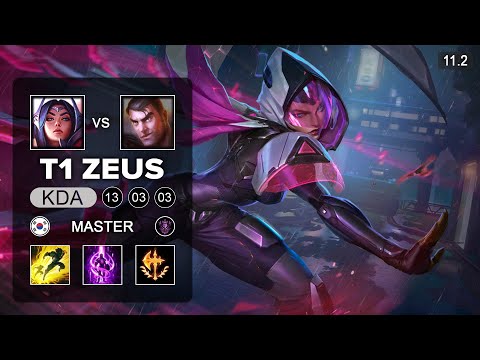 T1 Zeus Irelia Top vs Jayce - KR Master Patch 11.2