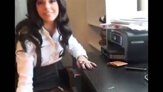 Secretary trying new heels in nylon