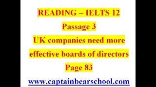 READING - IELTS 12 - UK COMPANIES NEED MORE EFFECTIVE BOARDS OF DIRECTORS
