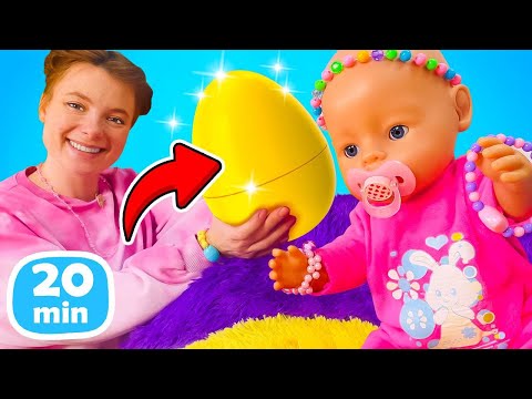 🐣🎀 Irene & Baby Born on an Easter egg hunt – Happy puppet show compilation for children