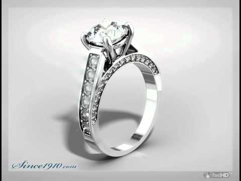 SCS1162 : Three Sided Pave Diamond Cathedral Engagement Ring