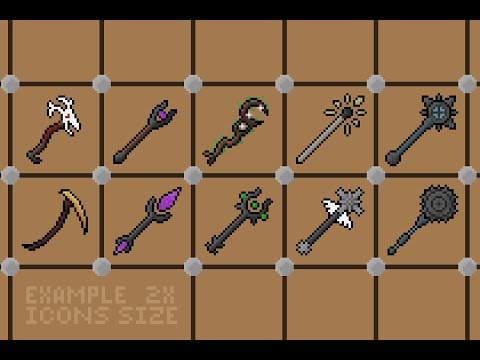 Fantasy Pixel art staffs asset pack.