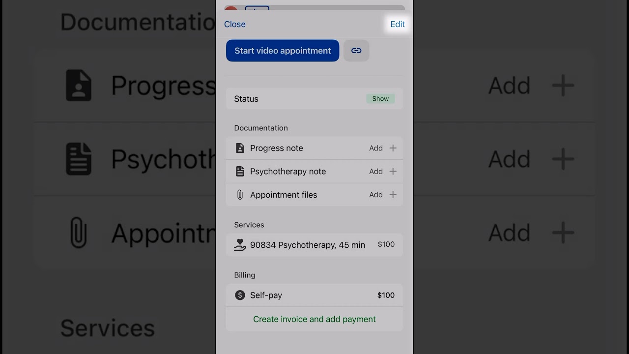 Managing Appointment Details in the SimplePractice Mobile App