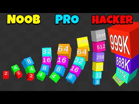 NOOB vs PRO vs HACKER - Cube Arena 2048 (Merge Numbers)