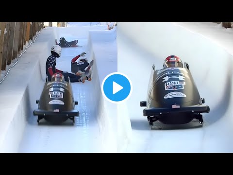 St. Moritz Bobsleigh Sturz: US-Pilot Kristopher Horn verliert drei Anschieber und steuert Bob allein