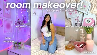 AESTHETIC ROOM MAKEOVER 🎀 decorating, cleaning & pinterest inspired room transformation!