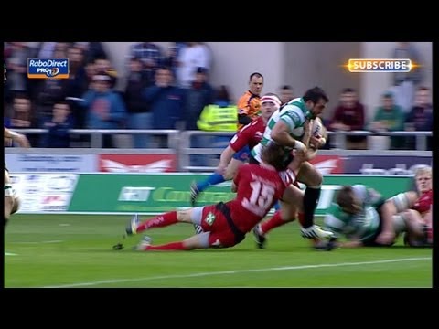 Robert Barbieri bursts through for great team try  - Scarlets v Benetton Treviso 3rd May 2013
