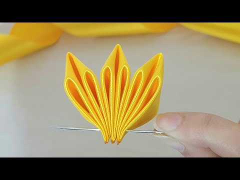 Super Easy Ribbon Flower Making - Hand Embroidery Amazing Trick with Ribbon - DIY Craft Ideas