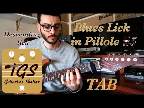 Blues lick in pillole #5 - Guitar lesson whit TAB and Backing track - Descending lick