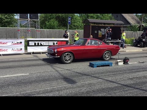 '69 Volvo 1800S 2.3t I5 1/8 mile drag race