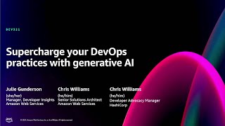 Download the video "AWS re:Invent 2024 - Supercharge your DevOps practices with generative AI (DEV321)"