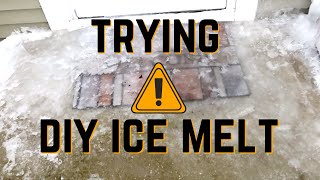 Trying DIY Ice Melt on Frozen Concrete Porch Resulting from Ice Dam