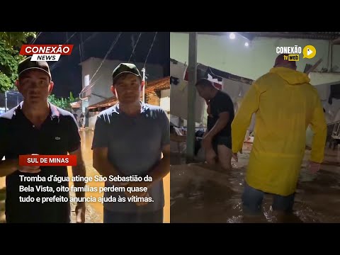 Vídeo: Tromba d’água atinge São Sebastião da Bela Vista, oito famílias perdem quase tudo e prefeito anuncia ajuda às vítimas.