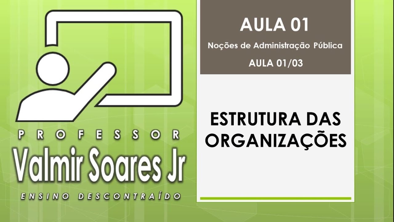 ADMINISTRAÇÃO PÚBLICA PARA CONCURSOS - AULA 01 - PARTE 01/03 - ESTRUTURA DAS ORGANIZAÇÕES