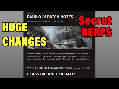 Diablo 4 - MASSIVE CHANGES - SECRET NERFS - Patch 1.1.1