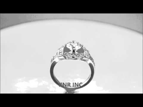 18K WHITE GOLD ROUNDS CUT DIAMOND ENGAGEMENT RING DECO 1.90CTW H-SI1 EGL USA - KNR INC - 471