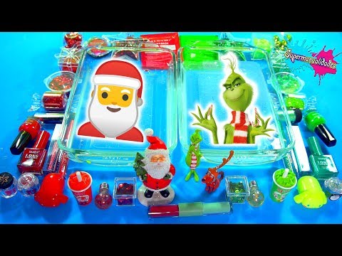 Mixing Slime Santa Claus vs. Grinch (Christmas) - Supermanualidades