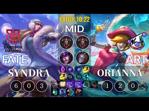 SB FATE Syndra vs RJ Art Orianna Mid - KR Patch 10.22
