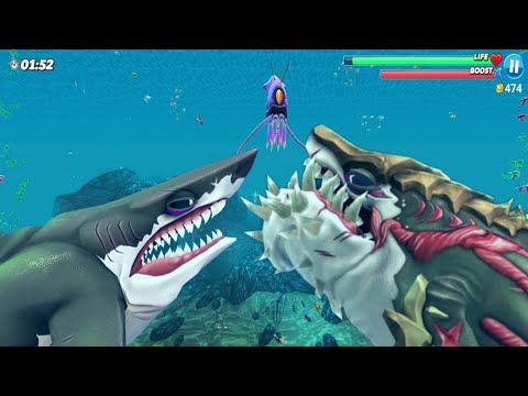 MEGALODON & ANCIENT MEGALODON VS COLOSSAL SQUID BOSS + ALL MOVIE & TRAILER - Hungry Shark World