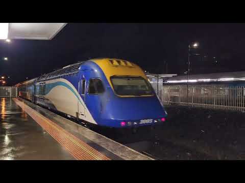 WET! WINDY! RAIN! Night Trains at Broadmeadows Station. Rare QBX leading the Steel Train