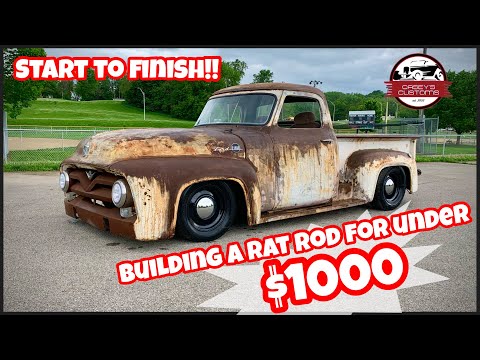 START TO FINISH BUILDING A RAT ROD FOR UNDER $1000 DOLLARS! CHEAPEST FULL HOT ROD BUILD EVER! F100