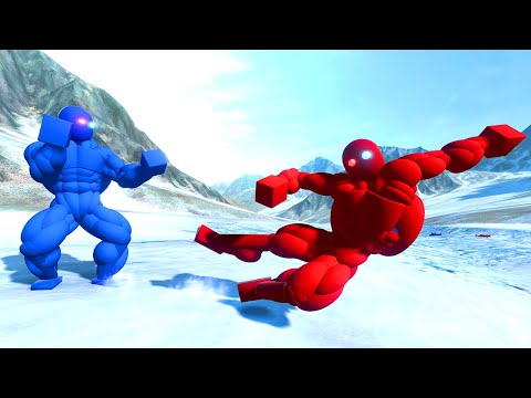 Red, Green, and Blue Ragdoll physics War Npc Team Fights Overgrowth