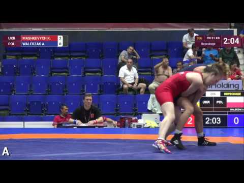 Repechage FW - 51 kg: K. MASHKEVYCH (UKR) df. A. WALERZAK (POL) by FALL, 4-0