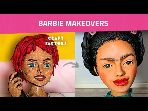 2D Barbie and Frida Kahlo Barbie! | Craft Factory | Barbie Transformation