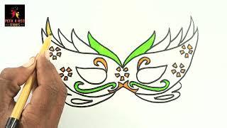 How To Draw and Color Carnival Mask | Drawing Tutorials For Kids