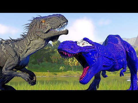 Black I-Rex Vs Megalodon Spiderman Rex Vs Ceratosaurus Jurassic World Evolution Dinosaurs Fight