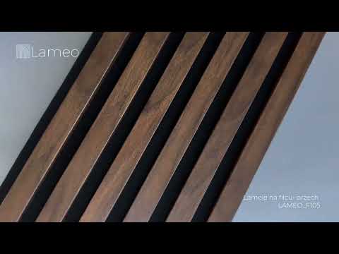 Panel ścienny lamele dekoracyjne na filcu w kolorze orzech - Lameo