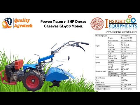 Diesel 8HP Power Tiller Greave, Trailer