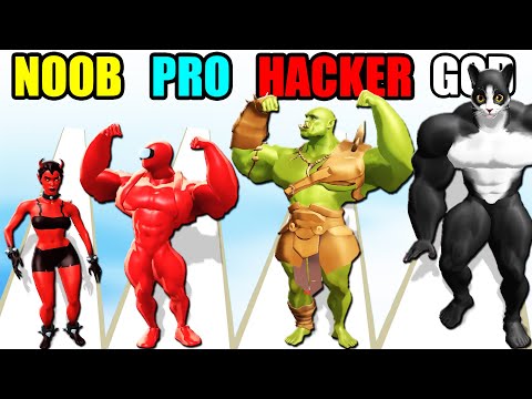 NOOB vs PRO vs HACKER vs GOD in Muscle Rush (New Update)