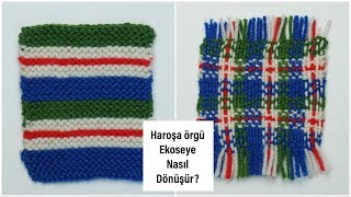Haroşa örgü ile ekose nasıl yapılır/ battaniye, hırka, yelek için harika örgü modeli / Figen Ararat