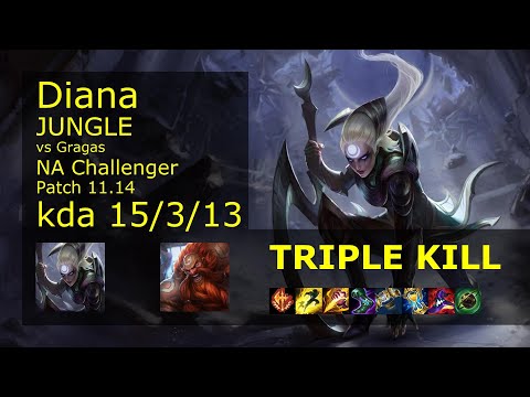Diana Jungle vs Gragas - NA Challenger 15/3/13 Patch 11.14 Gameplay