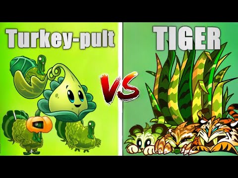 Tiger Glass vs Turkey Pult and Vine - Who Will Win? PvZ 2 Plant vs Plant (custom levels)
