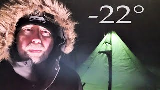 -22° Solo Winter Camping in COLD Snowy Forest