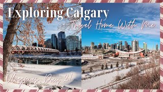 Exploring Calgary, Peace Bridge & Calgary Skyline Viewpoint + Travel Home With Me | Vlogmas Day 21