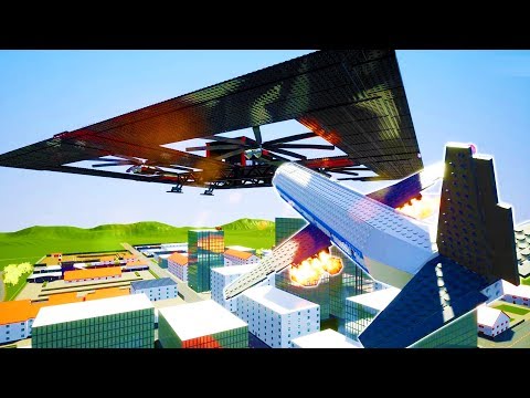 BOEING 787 CRASHES INTO GIANT SKY BASE OVER BRICKSVILLE - Brick Rigs Multiplayer Gameplay w/Blitz