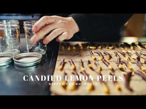 Candied Lemon Peels Dipped in Chocolate