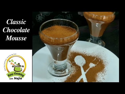 Classic Chocolate Mousse Recipe, Egg less Chocolate Mousse Recipe By Easy Cooking with Najia