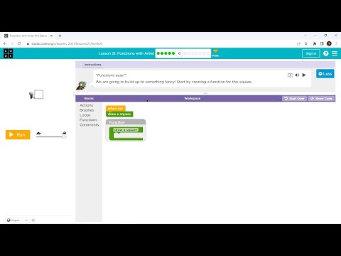 L21-6 |Code.org | Express-2021 | Lesson 21:  Functions with Artist | level 6