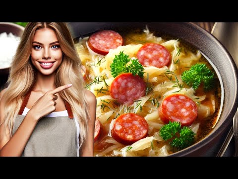 Sauerkraut Soup with Smoked Sausage and Ham (tasty &...